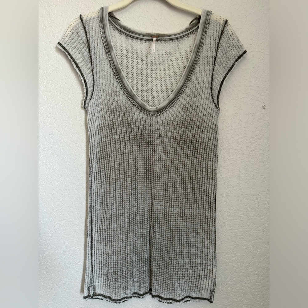 Free People Waffle Knit Long Tee
